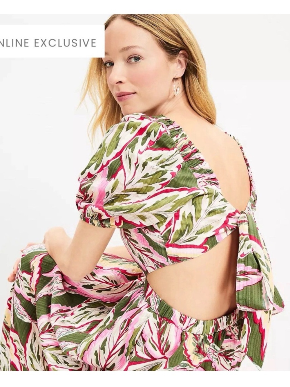 LOFT Beach NWT Palm Print Cutout Maxi Dress Size XL